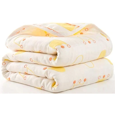 Image of Hayisugar Baby Swaddle Blankets 6 Layer Muslin Wrap 100% Cotton Stroller Cover Receiving Infant, Newborn Blanket for Crib, Travel, Outdoor, Gold Crown, 110x110cm