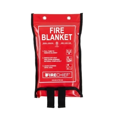 Image of Firechief SVB2/K100 P Premium Kitemarked Fire Blanket Standard (1.2 m x 1.2 m) Suited To Use In Kitchen, Study, Garage, Caravan