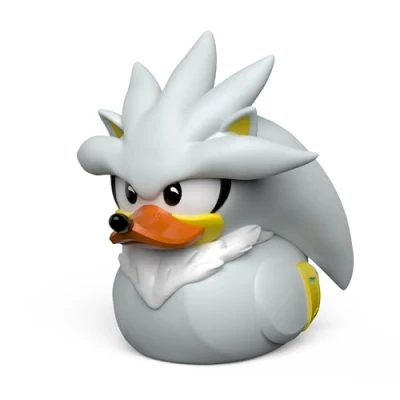 Image of TUBBZ First Edition Silver the Hedgehog Collectible Vinyl Rubber Duck Figure Official Sonic Merchandise SEGA Movies TV &amp; Video Games
