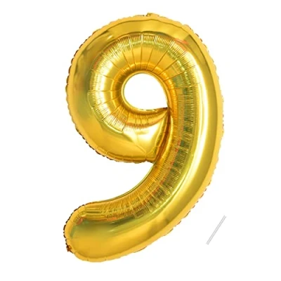 Image of Number Balloons 9,Gold 9 for Birhtday Party Decoration,40 Inch Giant Helium Foil Boys Girls 9th Birthday Decor Anniversary Decorations Supplies