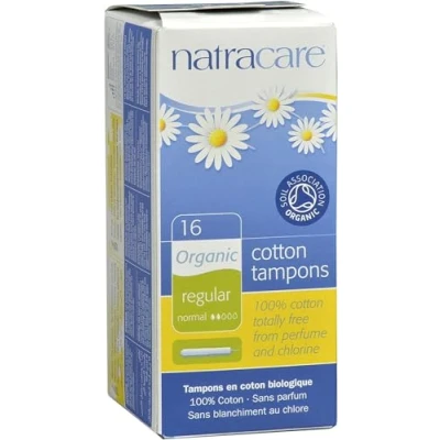 Image of Natracare Organic Applicator tampons Regular 100% Cotton with Biodegradable Cardboard Applicator, 4 x 16 (64 Total)