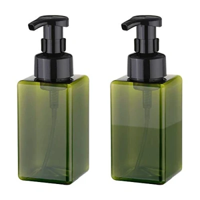 Image of UUJOLY Foaming Soap Dispenser, 450ml (15oz) Refillable Pump Bottle Plastic for Liquid Soap, Shampoo, Body Wash (2 Pcs) (Green)