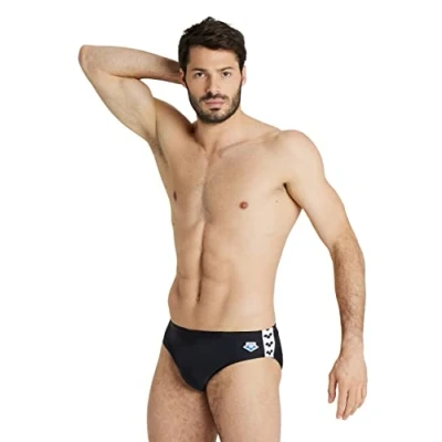 Image of Arena Men&#039;s Icons Solid Swim Briefs, Black, 34 UK