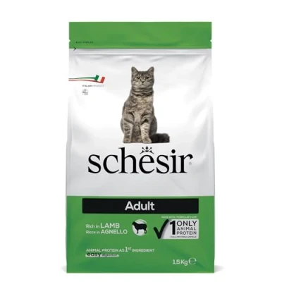 Image of Schesir, Dry Food for Adult Cats with Lamb Flavour Maintenance Line, Croquettes Bag Size 1.5 kg