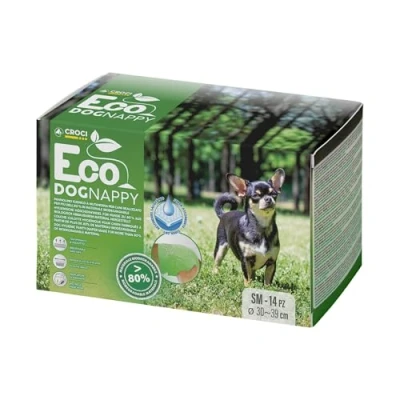 Image of Croci Eco Dog Nappy Male Diapers Underpants for Pee Biodegradable, Anti odour, Disposable Diapers, 14 Pieces, Size S, 30 39 CM