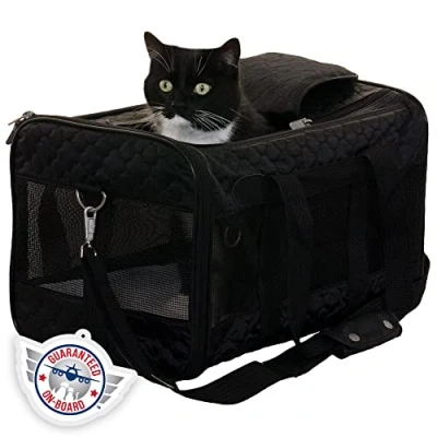 Image of Sherpa Original Deluxe Airline Approved Pet Carrier Black Grid Large