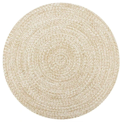 Image of vidaXL Handmade Rug Jute White and Natural 90 cm