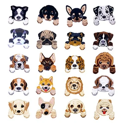 Image of Woohome 20 PCS Dog Iron On Patches Sew DIY Decoration or Repair, Embroidered Appliques for Clothing Backpacks Jeans T Shirt Caps Shoes