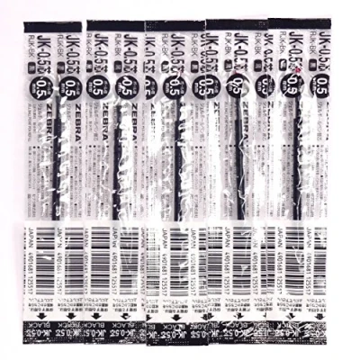 Image of Zebra JK 0.5 Black Ink Refill (RJK BK), 0.5mm, for Sarasa Multicolor gel ballpoint pen, x 5 Pack/total pcs (Japan Import) [Komainu Dou Original Package]