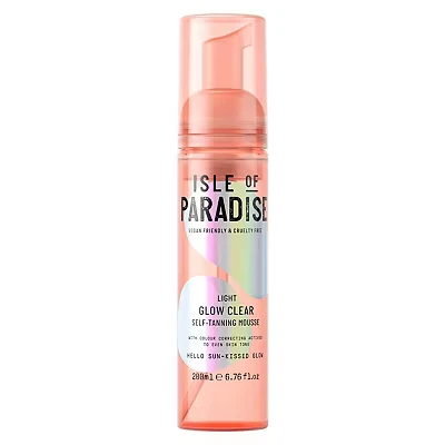 Image of Isle of Paradise Self Tan Mousse, Light (200 ml) Glow Clear Tanning Foam, Natural Ingredients &amp; Vegan (packaging may vary)