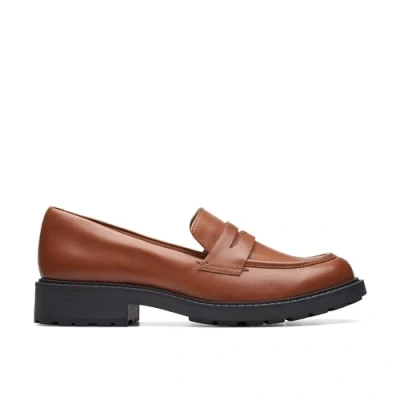 Image of Clarks Women&#039;s Orinoco2 Penny Loafer, Dark Tan Lea, 2.5 UK