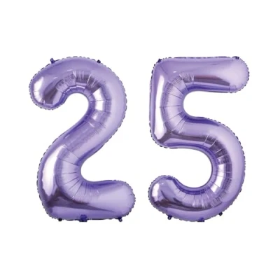 Image of Purple Number 25 Large Helium Foil Balloon Birthday Party Wedding Anniversary Decoration 101cm