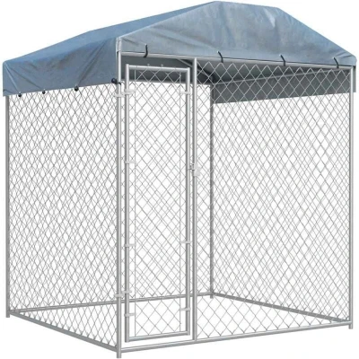 Image of vidaXL Outdoor Dog Kennel with Canopy Top 193x193x225 cm