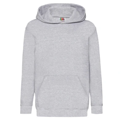 Image of Fruit of the Loom Childrens Unisex Hooded Sweatshirt / Hoodie (Heather Grey) Size 12 13Y