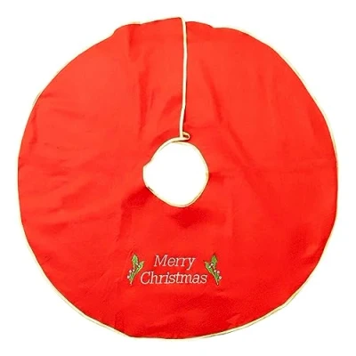 Image of Christmas Concepts® 40&quot; Felt Tree Skirt With Embroidered &#039;Merry Christmas&#039; &amp; Gold Trim Traditional Decorations Festive Accessory