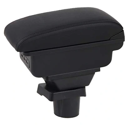 Image of Car Armrest For MINI COOPER COUPE Double Layer Console Center Large Storage Box with 3 USB Charging Port Black Stitching