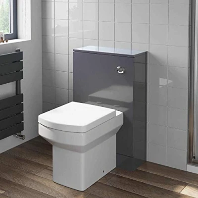 Image of 500mm Bathroom Toilet BTW Furniture Unit Square Pan Soft Close Seat Gloss Grey