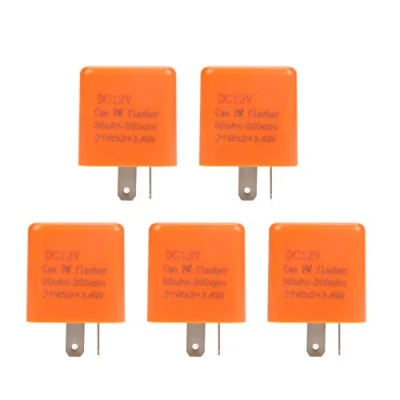 Image of Akozon Flasher Relay, 5pcs/set 12V 2 Pin Motorcycle Blinker Speed Adjustable Auto LED Turn Signal Indicator
