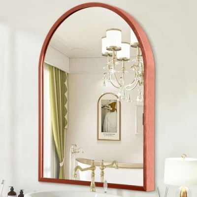 Image of HLFMVWE Arch Wall Mirror, Large 65 x 45cm Metal Frame Bathroom Vanity for Living Room Bedroom Mantel Entryway Hallways