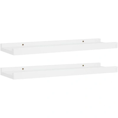 Image of vidaXL Set of 2 Wall Mounted Display Ledges White Lacquered MDF U Shaped Design Easy to Hang Ideal for Living Room, Bedroom, Office