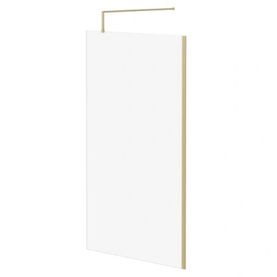 Image of 8mm Clear Glass Brushed Brass 1850mm x 1100mm Walk In Shower Screen including Wall Channel and Support Bar Colore