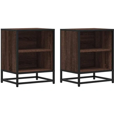 Image of vidaXL bedside cabinets engineered wood &amp; metal brown oak nightstands/side tables 40x31x50 cm