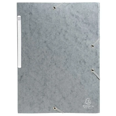 Image of Exacompta Ref 55756E Scotten Elasticated 3 Flap Folders Suitable for A4 Documents, 425gsm Embossed Mottled Pressboard, FSC Certified Grey (Pack of 10)