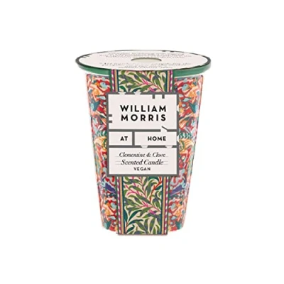 Image of William Morris At Home Peacock Clementine &amp; Clove Scented Candle 180g (in Fine China Tumbler) Fragrant in Elegant Tumbler! Christmas Decor, Festive Aroma