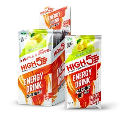 Image of HIGH5 Energy Hydration Drink Caffeine Hit Refreshing Isotonic Mix of Carbohydrates Electrolytes &amp; (Citrus, 12 x 47g)