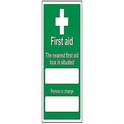 Image of V Safety Box Situated/Person in Charge Sign Portrait 200 mm x 300 Self Adhesive Vinyl