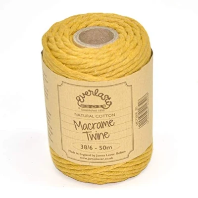 Image of 50M Spools Everlasto Single Twist Soft Cotton Coloured Macrame Craft Twine 38/6 (4mm approx) (York Gold)