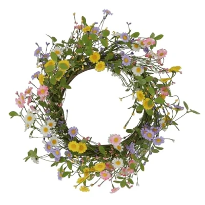 Image of Gisela Graham Mixed Pastel Artificial Daisy Decorative Wreath