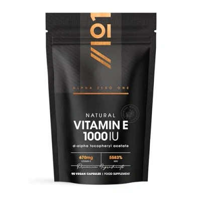 Image of Vitamin E 1000IU D Alpha Tocopherol 100% Natural 90 Vegan Capsules Highly Absorbable 3 Month Supply Protects Cells from Oxidative Stress by Alpha01