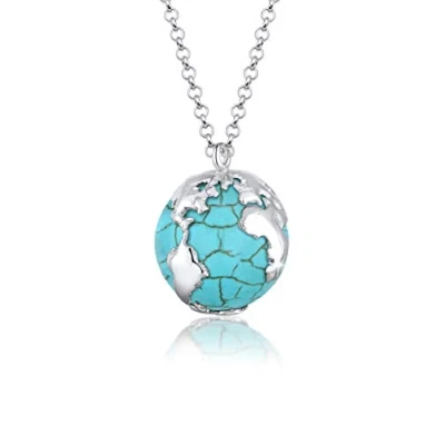Image of Elli Necklace with Howlite Globe Pendant in 925 Sterling Silver
