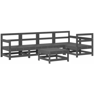 Image of vidaXL 6 Piece Garden Lounge Set Grey Solid Wood Pine