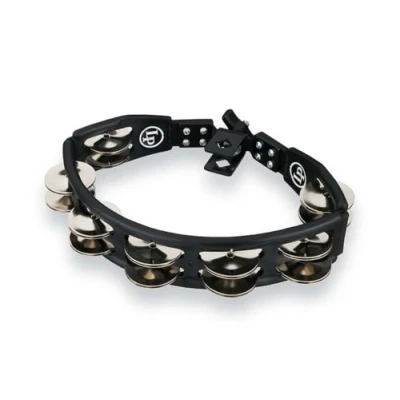 Image of LP Latin Percussion Tambourin Cyclop montierbar schwarz Stahlschellen zweireihig LP160,White