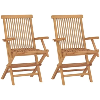 Image of vidaXL Folding Garden Chairs 2 pcs Solid Teak Wood