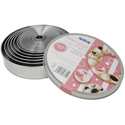Image of PME Round Stainless Steel Cutters Set of 19, Silver,19.05 x 19.05 4.32 cm