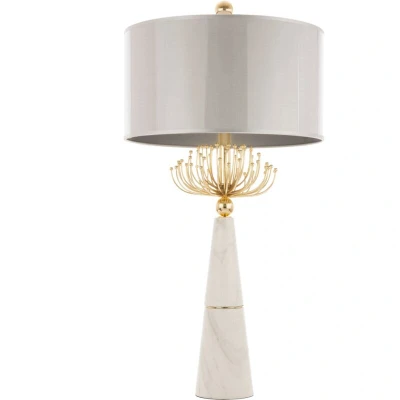Image of Cartagena 2 Light Table Lamp With Round Shade White, E27