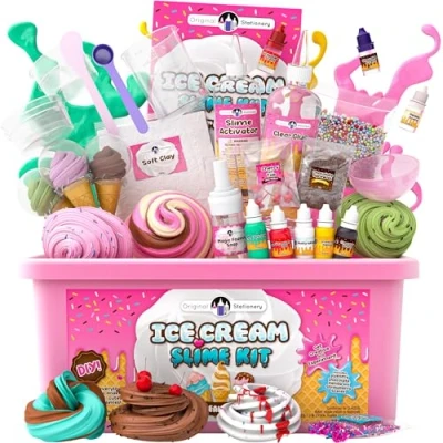 Image of Original Stationery Ice Cream Slime Kit for Girls, Amazing Making to Make Butter Slime, Cloud &amp; Foam Slimes, Fun Gift Idea