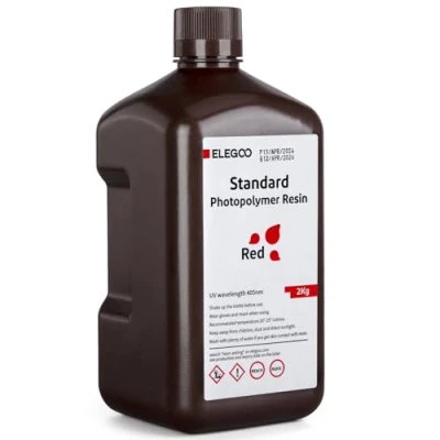 Image of ELEGOO 3D Printer Resin 2KG Clear Red, Standard 405nm Rapid UV Curing for LCD Fast Photopolymer LCD/DLP