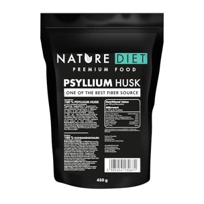 Image of Nature Diet Psyllium Husk 450g High Fibre Content Vegan, Gluten Free &amp; Lactose Keto Low Carb Baking Ideal for Drinks Recipes