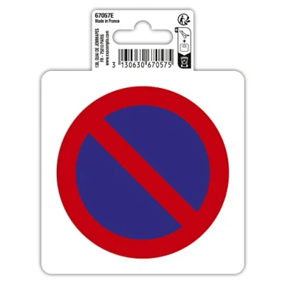Image of Exacompta Ref. 67057E 1 round adhesive pictogram NO PARKING In non slip treated PVC vinyl Glossy finish Diameter: 10 cm Colours: red and blue