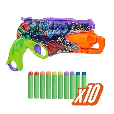Image of Nerf Teenage Mutant Ninja Turtles Blaster, 10 Elite Darts, Toy Foam Blasters, Ages 8 and Up