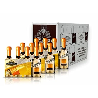 Image of Sant&#039;Orsola Prosecco DOC Extra Dry Millesimato Sparkling Italian Wine Baby Pack 9x200 ml +3 Free