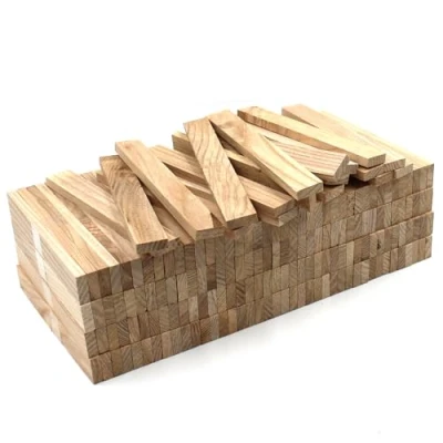 Image of 80 x Wooden Strips 22 8 160 mm Ash Loose Craft Blocks for Crafts Sticks