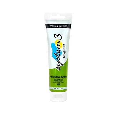 Image of Daler Rowney System3 Acrylic Paint, Plastic Tube, 5.07oz 150 ml, Pale Olive Green
