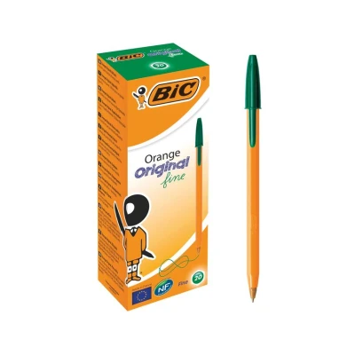 Image of BIC Orange Original Fine Ballpoint Pens Point (0.8 mm) Green, Box of 20
