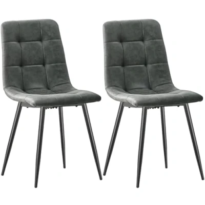 Image of LONGTOO Dining Chairs Set of 2, Technical Cloth Kitchen Chairs, Upholstered Chair with Metal Base for Room, Living Kitchen, Bedroom and Reception Room