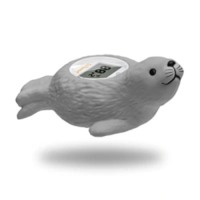 Image of Doli Yearning Seal Baby Bath Thermometer, Toddlers Floating Toy, Bathtub Thermometer Available for Fahrenheit and Celsius degree Grey